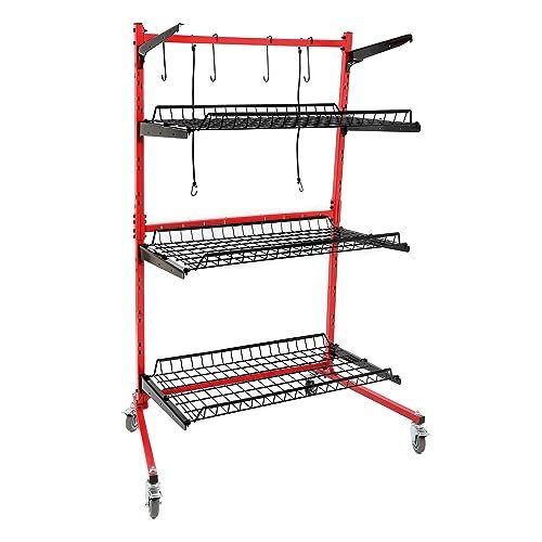 KUAFU Universal Auto Body Rolling Parts Storage Rack for Repair Shops Garages Heavy Duty Steel Powder Coated Car Part Cart