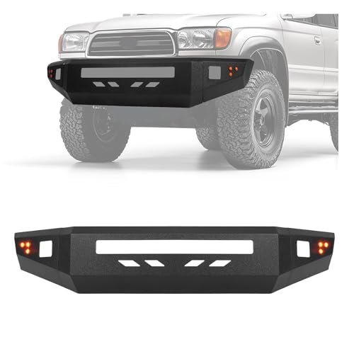 KUAFU Front Bumper Assembly Compatible with 1996-2002 Toyota 4Runner Third Gen w/Light Holes & Flush Mount Amber LED Turn